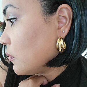 Triple Hoops Earrings, Dainty Hoop Earrings, Chunky Hoop earrings gold Dainty